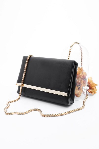 Marjin Women's Hand&Shoulder Bag Gold Color Gold Chain Strap Yekva black
