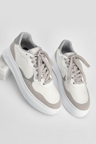 Marjin Herren-Sneaker zum Schnüren, Sportschuhe mit dicker Sohle, Taser, Weiß