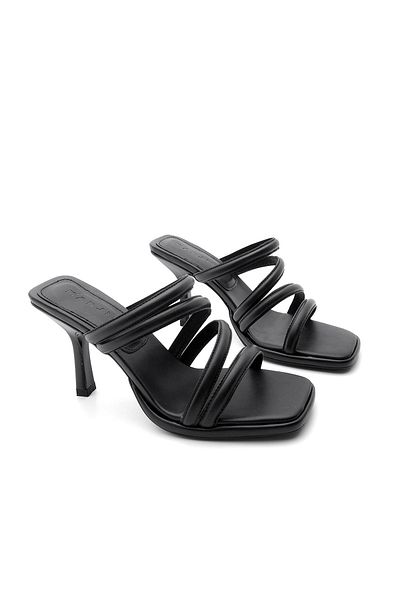 Marjin Dámské pantofle na podpatku Blunt Toe Goblet Heel Anas Black