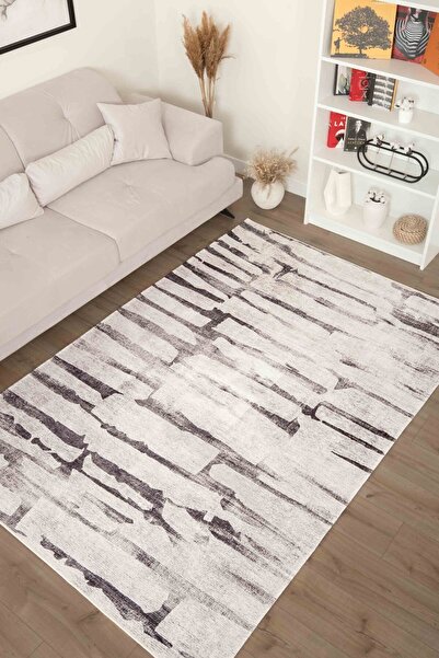 Serente Home Taş Desenli Yıkanabilir Kaymaz Taban Bej Kahverengi Şönil Salon ...