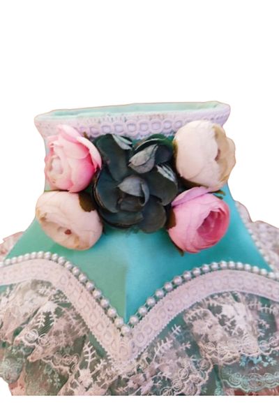 onyyapim Vintage Advantagee Flower Patterned Lace Embroidered Satin Lampshade - 30X50Cm
