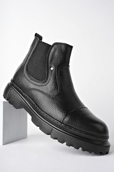 MUGGO Herren Winter Chelsea Boots - Minjae Garantiert, Echtes Leder, Reißverschluss, Pelzige Eva Sohle