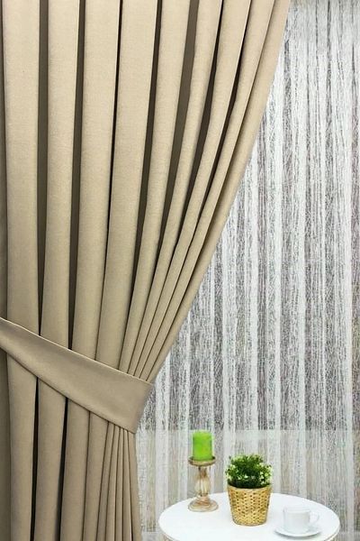 BD beyaz dokuma Beige Pleated Blackout Thermal Light Proof Blackout Curtain