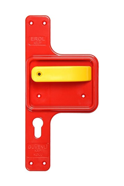 Door Handle with Unbreakable Safe Barrier Red Mirror-yellow Handle
