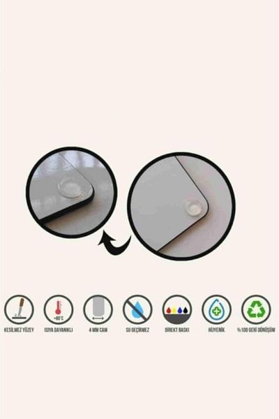 Saban Set of 2 30x40 Cm and 20x30 Cm Model 150 Patterned Glass Cutting Plate and Stove Protection