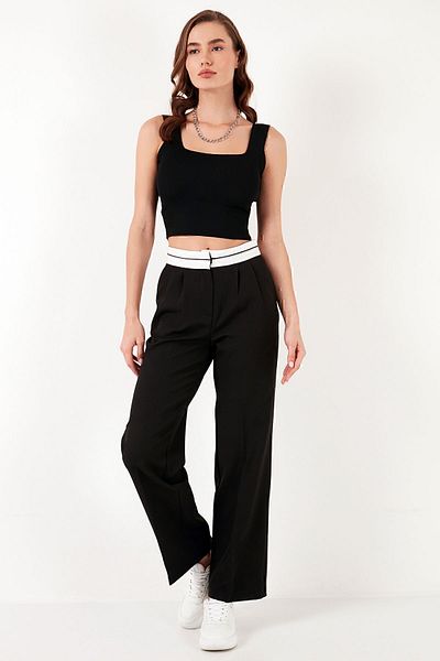 Lela High Waist Wide Leg Trousers - Regular Fit Pant 611Pl061