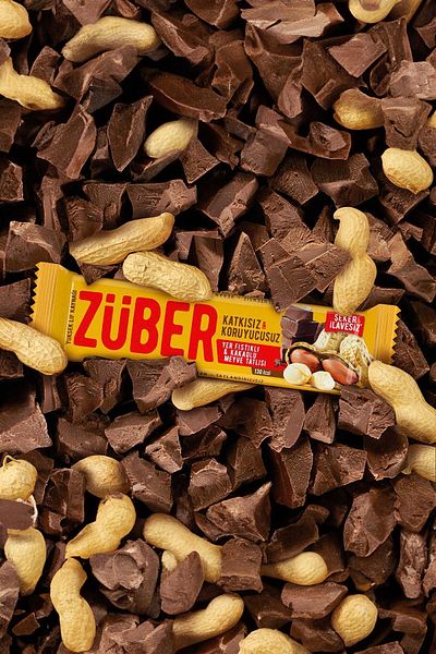 Züber 40g Fruit Bar - with Ground Peanuts and Cocoa, 12 Pieces