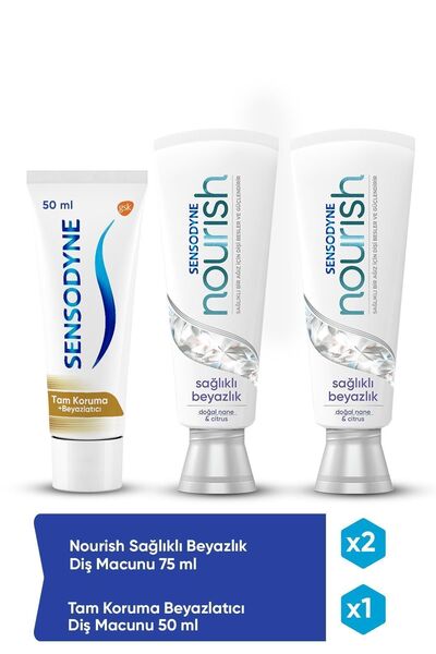 Sensodyne Nourish Sağlıklı Beyazlık 75 Ml Diş Macunu X2 + Tam Koruma Beyazlat...