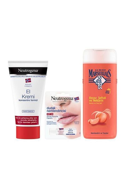 Neutrogena Norwegian Formula Perfume-Free Hand Cream + Neutrogena Lip Balm + LPM Shower Gel Peach 400 ml