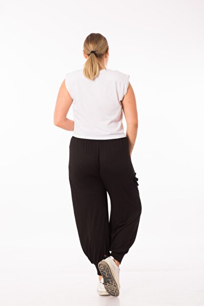 AKAL TEKSTİL Örme Düz Siyah Paçası Manşetli