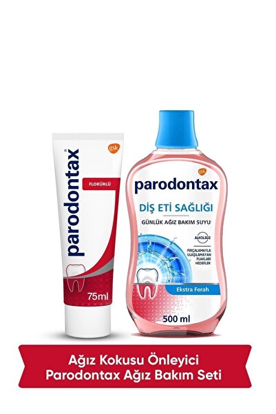 Parodontax Ağız Kokusu Önleyici Ağız Bakım Seti Florürlü Diş Macunu&ekstra Fe...