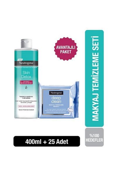 Neutrogena Skin Detox Micellar Water 400 ml+Makeup Removal Wipes
