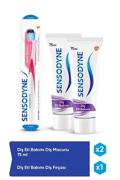 Sensodyne معجون أسنان للعناية باللثة 75 مل × 2 قطعة + فرشاة للعناية باللثة
