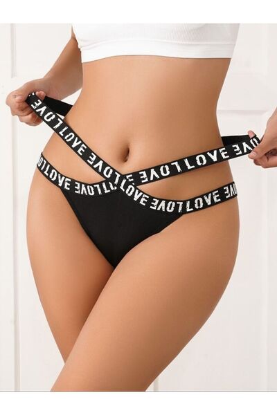 moda orsima المرأة الحب المطاط المطبوعة سراويل بيكيني سوداء
