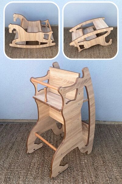 Reyo 3in1 Montessori Sallanan At, Mama Sandalyesi, Çocuk Aktivite Masa