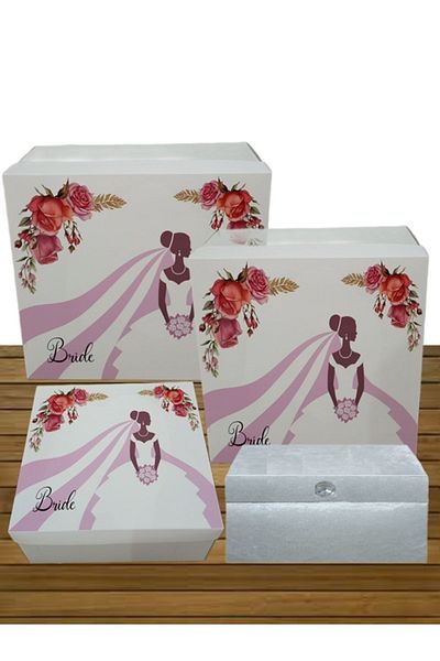 Sonem Çeyiz 4-piece Chest Pack Box for Bride and Groom - 0124