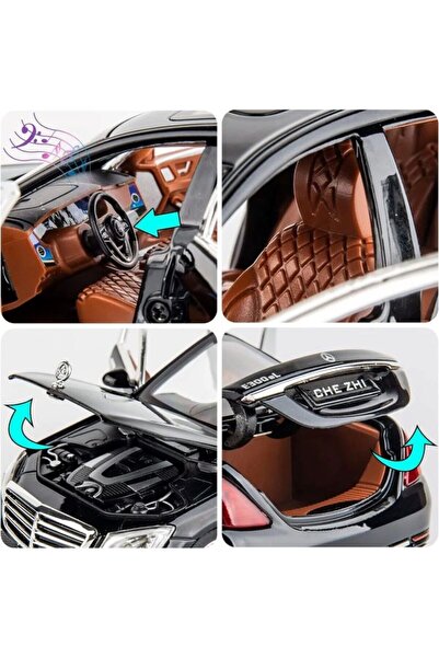 scntoys Mercedes-Benz Araba Mercedes E300L Araba 1:24 Diecast Metal Model Koleksiyon Araba Sesli Işıklı 21Cm