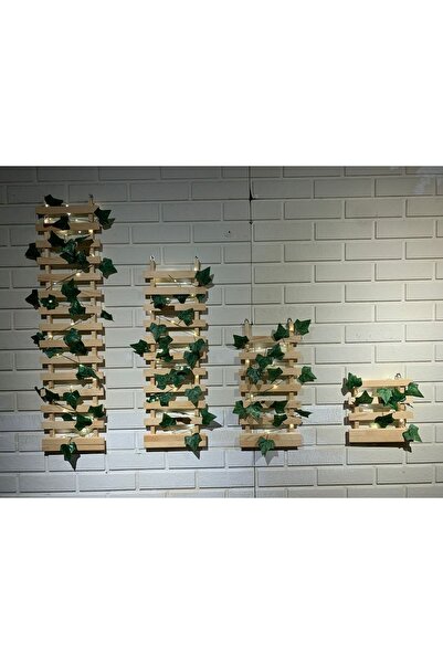 MSAĞWOODS Peri Ledli Çamağacı Ahşap Saksı Sarmaşıklı Standı Çiçeklik Kış Bahç...