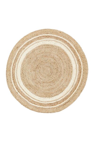 Eko Halı Juno 01r Natural Beyaz Yuvarlak Jüt Halı El Dokuma Jüt Kilim Hasır Halı