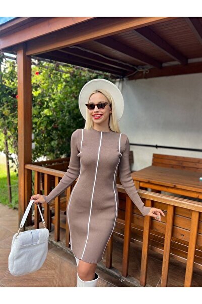 For Angels For24525c Model Striped Knitwear Dress