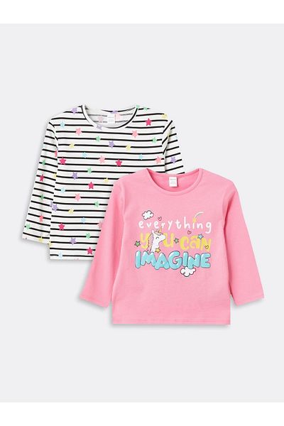 LC Waikiki Crew Neck Long Sleeve Baby Girl T-Shirt, Pack of 2