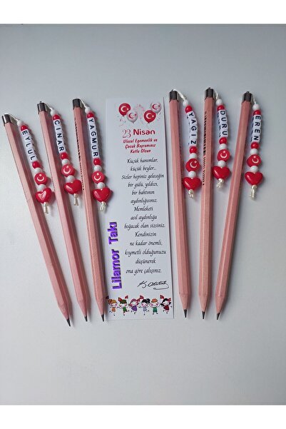 Lilamor 5 Adet 23 Nisan Çocuk Bayramı Hediyesi Ay Yıldızlı isimli Kalem Başlı...