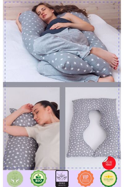 OMZ Gebelik Destek Minderi Çıkarılabilir Kılıflı Şekilli Tüm Vücut Hamile Yas...