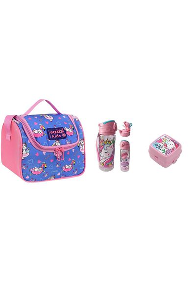 GENC DIJITAL BASKI Waddell Unicorn Patterned Flamingo Thermal Lunchbox Set