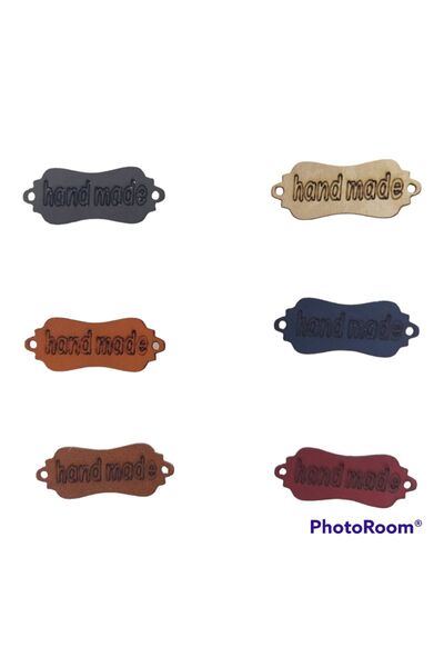 Zedhobi 12 Adet Renkli Handmade Yazılı Yandan Dikme Deri Etiket