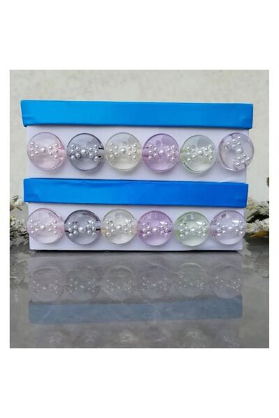 Zedhobi 12 Adet 25 Mm Renkli İncili Fiyonk Motifli Crop Düğme
