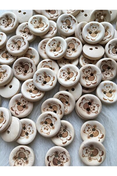 Zedhobi 20 Adet 15 Mm Ayıcık Yuvarlak Ahşap Düğme