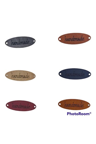 Zedhobi 12 Adet Renkli Handmade Yazılı Deri Etiket Oval Model Etiket