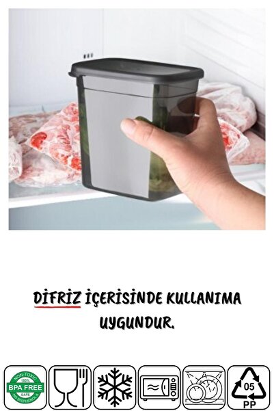 Nandy Home 6 Pieces Jumbo Size - 2000 ml Anthracite Rectangular Storage Container