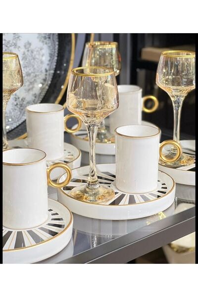 ariana style 6'lı Piano Türk Kahve Fincan Takımı