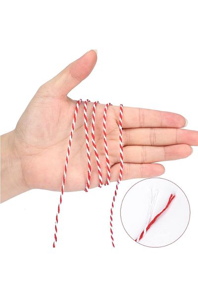 roco paper Red and White Gift Packing Rope - 200m (Twine Baker)
