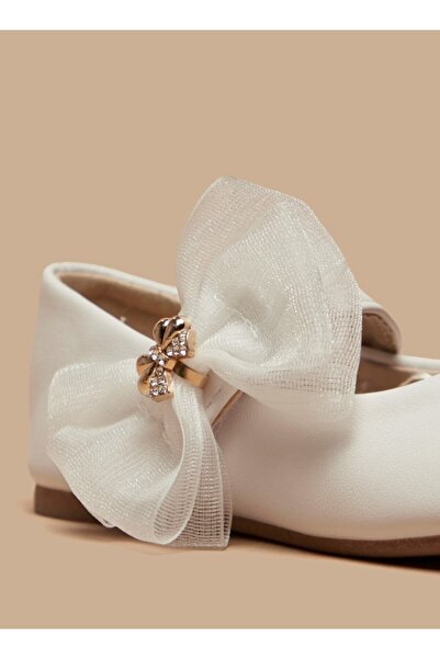 Flora Bella by Shoexpress Flora Bella Bow Accented Round Toe Ballerina Shoes with Hook and Loop Closure