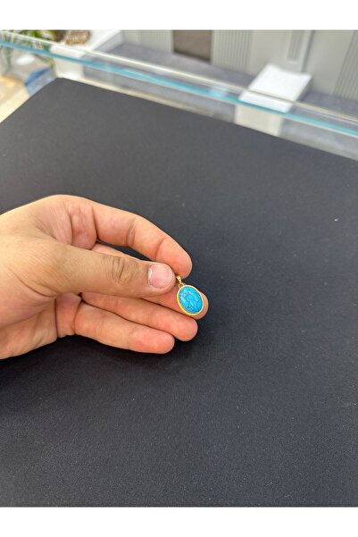 ahes kuyumculuk 14 Ayar Altın Firuze Taşlı El işçiliği Kolye Ucu