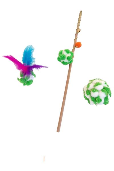 Be Cat Cat Fishing Rod and Play Balls Set of 3-green