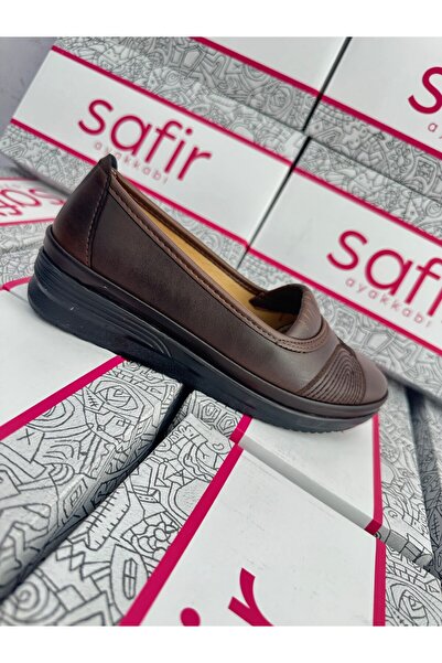 SAFİR Kadın Klasik Rahat Ortopedik Örgü Model Günlük Kahverengi Ayakkabı Anne...