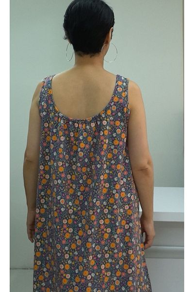 Mertcan Butik Front and back drawstring floral suspender combed cotton dress
