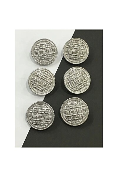 Zedhobi 6 Adet 23 Mm (2.3 Cm) Hasır Desenli Gümüş Renk Trençkot Ve Blazer Cek...