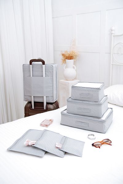 Serstil Gray Spotted Travel Set - Suitcase and Shoe Organizer