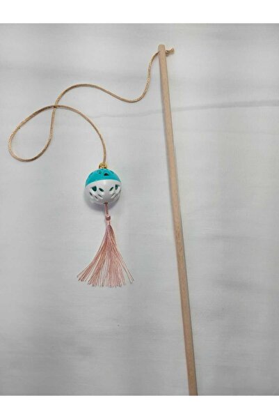 Be Cat صنارة صيد القطط، خشخشة، بلاستيك، ملون، نمط باتي، شرابة، مقبض خشبي، لعبة