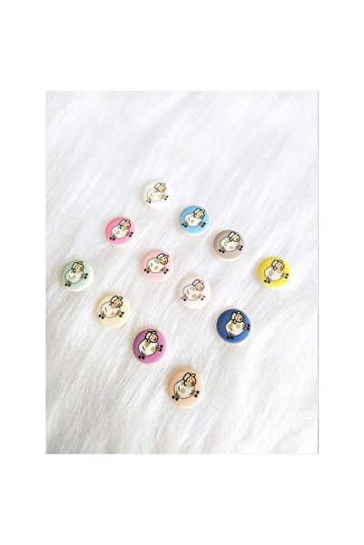 Zedhobi 24 Adet 15 Mm Çift Delikli Renkli Kuzu Desenli Figürlü Düğme
