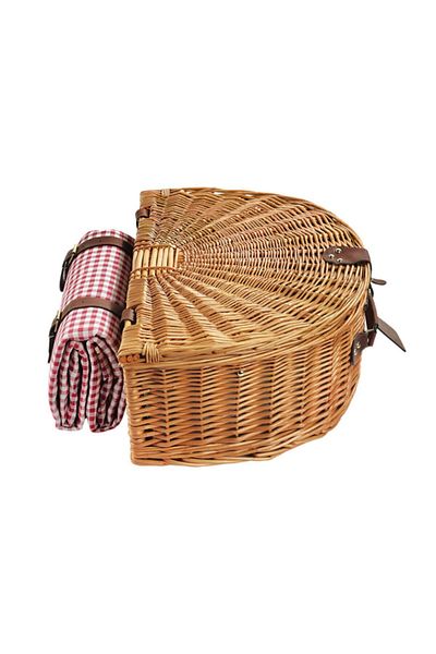 Picnicco سلة نزهة نصف قمر - 4 أشخاص، نمط القماش القطني (nz-04)
