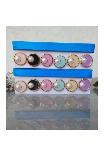 Zedhobi 6 Adet 25 Mm Renkli Özel Döküm Büyük İncili Crop Düğme