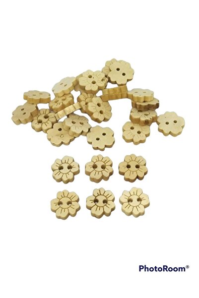 Zedhobi 20 Adet Ahşap Çiçek Desenli Çiçek Düğme 13 Mm