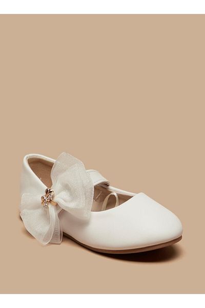 Flora Bella by Shoexpress Flora Bella Bow Accented Round Toe Ballerina Shoes with Hook and Loop Closure