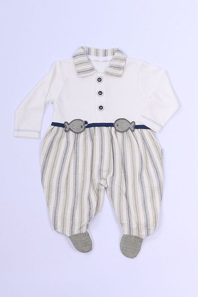 HÇM Jumpsuit with Fish Printed Collar for Baby Boy - B80