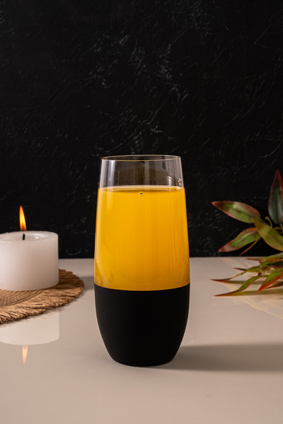 MEST طقم كوب ماء كريستال أسود غير لامع مكون من 6 قطع وكوب للمشروبات الغازية -...